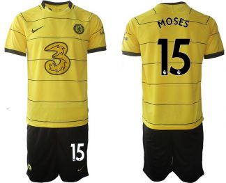 Personalisierbar Trikotsatz Chelsea FC 2022 Auswärtstrikot gelb/schwarz Moses 15