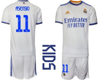 Real Madrid 2021/22 Heimtrikot Kinder Junior weiss blau mit Aufdruck Asensio 11