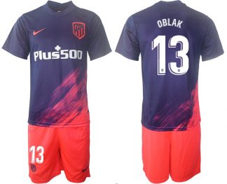 Spanische Vereine Atlético Madrid Auswärtstrikot 2021/22 dunkelblau/pink OBLAK 13