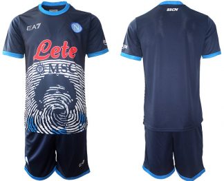 SSC Napoli 2021-2022 Fußballtrikot Marineblau einen Aufdruck von Maradona