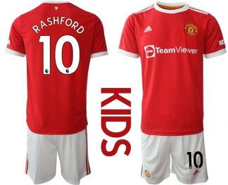 Trikotsatz Manchester United Heimtrikot 2022 Kinder rot mit Aufdruck Rashford 10