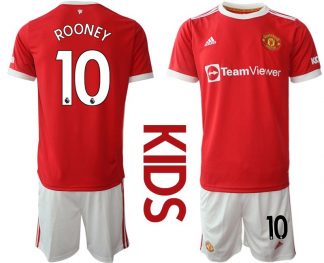 Trikotsatz Manchester United Heimtrikot 2022 Kinder rot mit Aufdruck Rooney 10