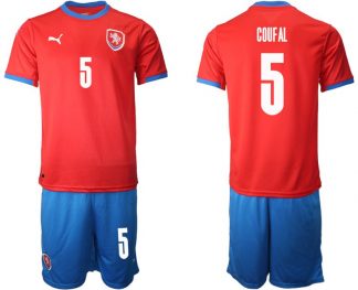 Tschechien Heimtrikot EM 2022 Herren Kurzarm Set in rot mit Aufdruck COUFAL 5