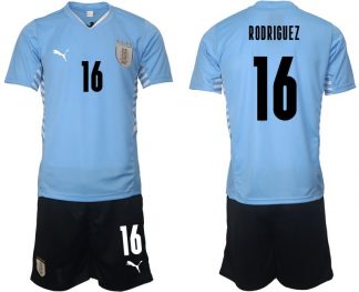Uruguay 2022 Heimtrikot hellblau Herren Trikotsatz mit Aufdruck RODRIGUEZ 16