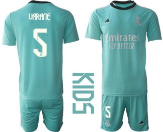 Varane 5 Real Madrid Ausweichtrikot 2021/22 Mini Kit türkis/weiss für Kinder