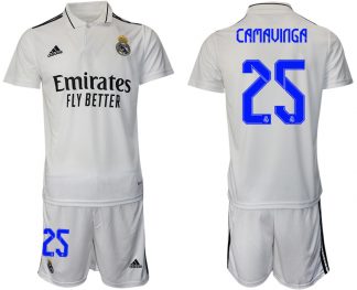 Camavinga 25 Real Madrid Heimtrikot 2022-2023 weiß Trikotsatz Kurzarm + Kurze Hosen