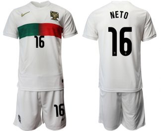 2022 Portugal Heimtrikot Away Weiß Trikotsatz Kurzarm + Kurze Hosen NETO 16
