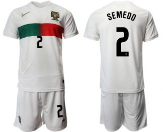 2022 Portugal Heimtrikot Away Weiß Trikotsatz Kurzarm + Kurze Hosen SEMEDO 2