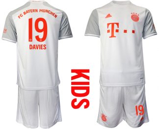 Bayern München 2020-2021 für Kinder Torwart-Auswärtstrikot Weiß Kurzarm Trikotsatz DAVIES 19
