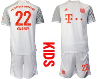 Bayern München 2020-2021 für Kinder Torwart-Auswärtstrikot Weiß Kurzarm Trikotsatz GNABRY 22