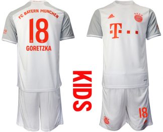 Bayern München 2020-2021 für Kinder Torwart-Auswärtstrikot Weiß Kurzarm Trikotsatz GORETZKA 18