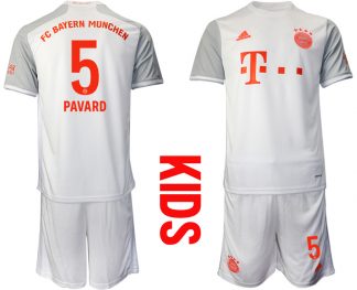 Bayern München 2020-2021 für Kinder Torwart-Auswärtstrikot Weiß Kurzarm Trikotsatz PAVARD 5