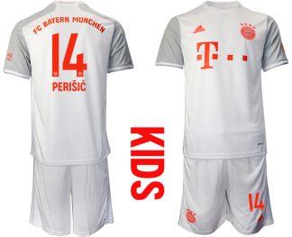 Bayern München 2020-2021 für Kinder Torwart-Auswärtstrikot Weiß Kurzarm Trikotsatz PERIŠIĆ 14