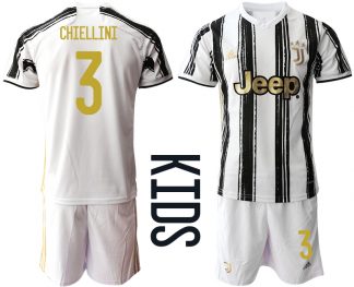 Günstige Fussballtrikot Juventus Turin 2020-2021 Auswärtstrikot weiß/schwarz Kinder CHIELLINI #3