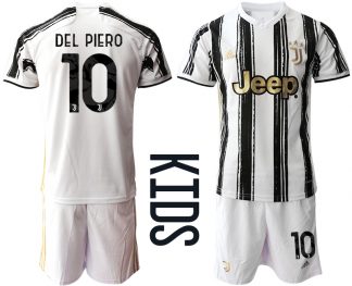 Günstige Fussballtrikot Juventus Turin 2020-2021 Auswärtstrikot weiß/schwarz Kinder DEL PIERO #10