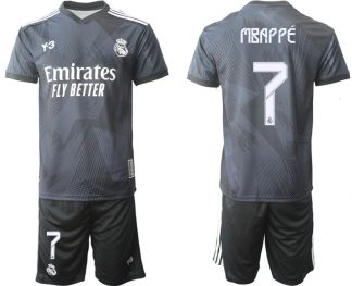 Herren Y-3 Real Madrid Viertes Fußballtrikot schwarz für die Saison 2021-2022 Mbappé 7