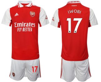 Arsenal 2022/23 Heimtrikot für Herren rot-weiß Trikotsatz Kurzarm + Kurze Hosen IWOBI 17