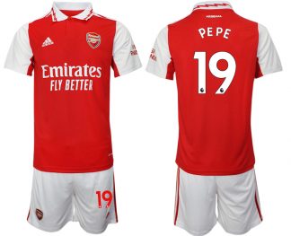 Arsenal 2022/23 Heimtrikot für Herren rot-weiß Trikotsatz Kurzarm + Kurze Hosen PEPE 19