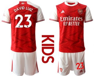 FC Arsenal Torwart Trikot Trikotsatz rot weiß Kurzarm + Kurze Hosen Kinder DAVID LUIZ #23