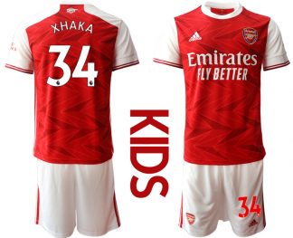 FC Arsenal Torwart Trikot Trikotsatz rot weiß Kurzarm + Kurze Hosen Kinder XHAKA #34
