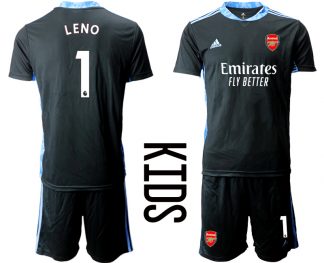 FC Arsenal Torwarttrikot schwarz Trikotsatz Kurzarm + Kurze Hosen Kindertrikot LENO #1