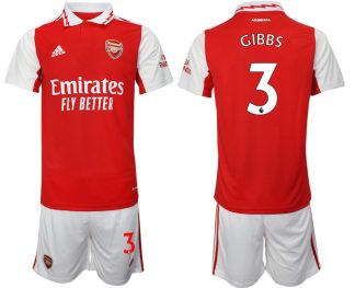 GIBBS #3 Arsenal 2022-2023 Heimtrikot rot-weiß Trikotsatz Kurzarm + Kurze Hosen für Herren