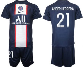 Günstige Fußballtrikots Paris Saint Germain Heimtrikot 2022/23 blau Fußballtrikots Set ANDER HERRERA #21
