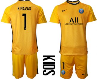 Günstige Fußballtrikots Paris Saint Germain PSG Auswärtstrikot 2020-21 Gelb Kinder K.NAVAS #1