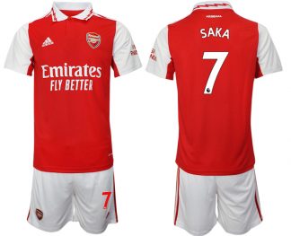 Herren Arsenal 2022-2023 Heimtrikot rot-weiß Fußballtrikots Set mit Aufdruck SAKA 7