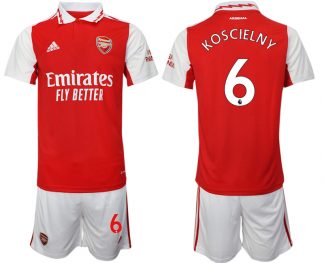 Herren Arsenal 2022-2023 Heimtrikot rot-weiß Trikotsatz Kurzarm + Kurze Hosen KOSCIELNY #6