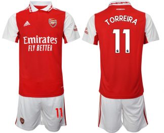 Herren Arsenal 2022-2023 Heimtrikot rot-weiß Trikotsatz Kurzarm + Kurze Hosen TORREIRA 11