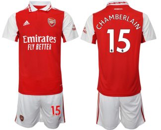 Herren Arsenal 2022/23 Heimtrikot rot-weiß Trikotsatz Kurzarm + Kurze Hosen CHAMBERLAIN 15