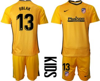 Kinder Atlético Madrid 2020-21 Torwarttrikot Gelb Kurzarm + Kurze Hosen OBLAK 13