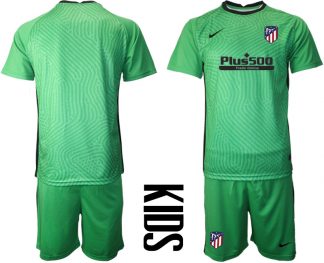 Kinder Atlético Madrid 2020-21 Torwarttrikot Grün Kurzarm + Kurze Hosen