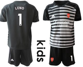 Kinder FC Arsenal Torwarttrikot schwarz weiß Trikotsatz Fußballtrikots Set LENO #1