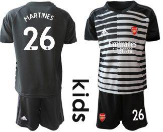 Kinder FC Arsenal Torwarttrikot schwarz weiß Trikotsatz Fußballtrikots Set MARTINES #26