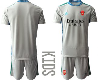 Kinder Fußballtrikots FC Arsenal Torwarttrikot in grau Trikotsatz Kurzarm + Kurze Hosen