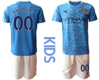Kinder Manchester City Heimtrikot 2020-2021 Trikotsatz Anpassbare Name und Nummer