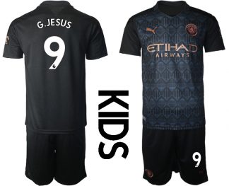 MAN CITY Kinder Manchester City Auswärtstrikot 2020-21 Trikotsatz schwarz/kupfer G.JESUS #9