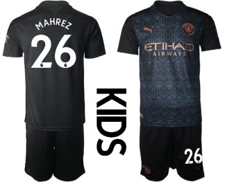 MAN CITY Kinder Manchester City Auswärtstrikot 2020-21 Trikotsatz schwarz/kupfer MAHREZ #26