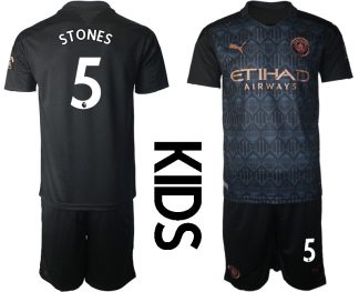 MAN CITY Kinder Manchester City Auswärtstrikot 2020-21 Trikotsatz schwarz/kupfer STONES #5