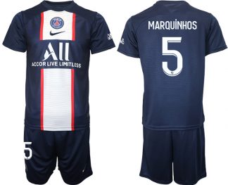 MARQUINHOS #5 Paris Saint Germain Heimtrikot 2022/23 blau für Herren Fußballtrikots Set