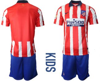 Neues Atlético Madrid 2020-21 Home Trikot weiß-roten Streifen für Kinder