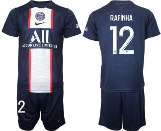 Paris Saint Germain Heimtrikot 2022/23 PSG blau Günstige Fußball Trikotsatz RAFiNHA #12