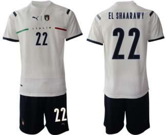 EL SHAARAWY #22 Italien Euro 2021 Auswärtstrikots FIGC Trikotsatz weiß Kurzarm + Kurze Hosen