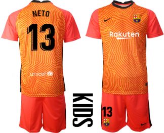 FC Barcelona 2020-2021 Goalkeeper Rot Fußballtrikots Set Kindertrikot NETO 13