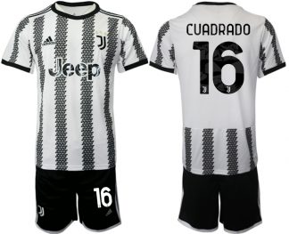Herren Fußballtrikots Juventus 2022-23 Heimtrikot Schwarz Weiß kaufen mit Aufdruck CUADRADO 16
