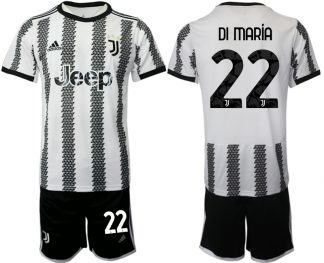 Herren Fußballtrikots Juventus 2022-23 Heimtrikot Schwarz Weiß kaufen mit Aufdruck DI MARÍA 22