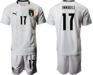 Herren Italien EM 2020 Auswärtstrikot weiß Fussballtrikots Kurzarm + Kurze Hosen IMMOBILE 17