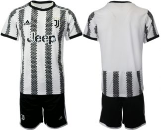 Herren Juventus 2022-23 Heimtrikot Schwarz Weiß Fußballtrikots Set